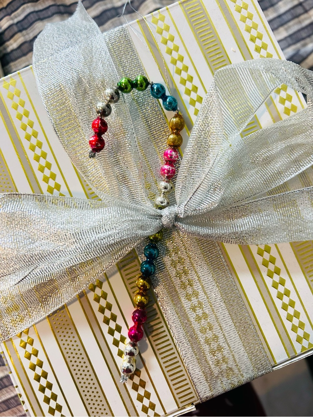 🎄 Vintage repurposed mercury glass garland candy cane holiday Christmas ornament - Picture 6 of 8